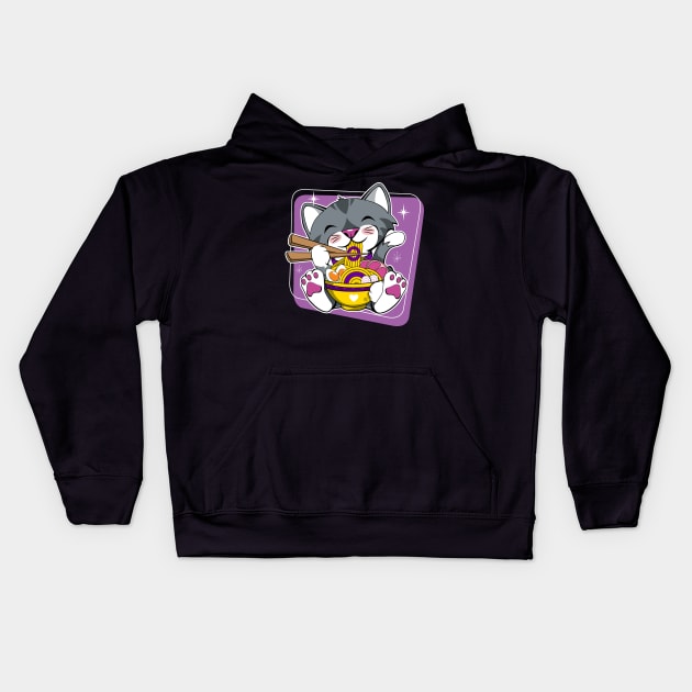 Cat Eating Ramen Intersex Pride Kids Hoodie by CuddleswithCatsArt